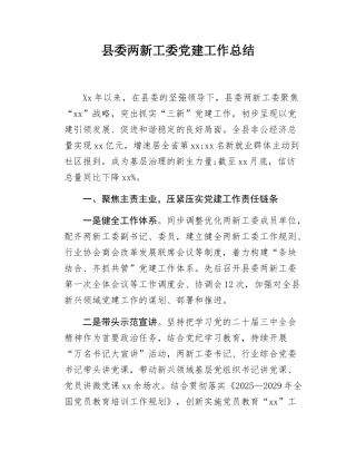 县委两新工委党建工作总结.docx