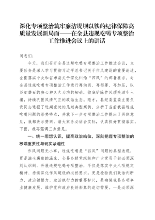 在2025年全县违规吃喝专项整治工作推进会议上的讲话.docx