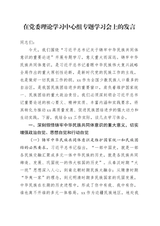 在党委理论学习中心组专题学习会上的发言.docx