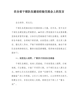 在全省干部队伍建设经验交流会上的发言.docx