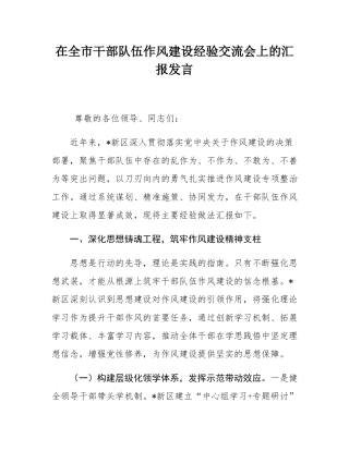 在全市干部队伍作风建设经验交流会上的汇报发言.docx