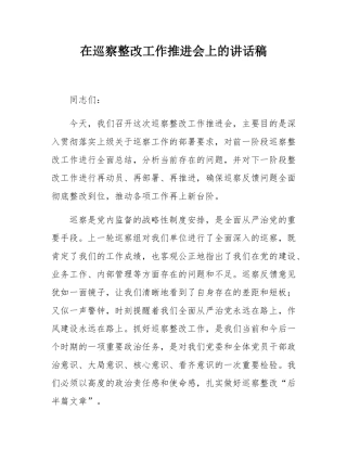 在巡察整改工作推进会上的讲话稿.docx