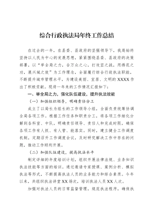 综合行政执法局年终工作总结.docx