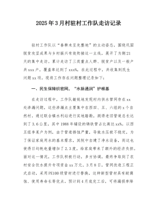 2025年3月村驻村工作队走访记录.docx