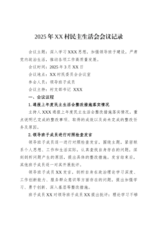 2025年XX村民主生活会会议记录.docx
