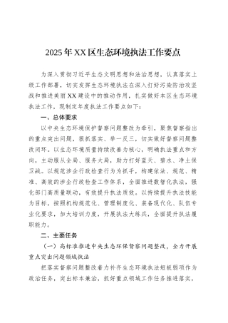 2025年XX区生态环境执法工作要点.docx
