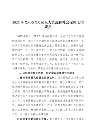 2025年XX市XX区人力资源和社会保障工作要点.docx