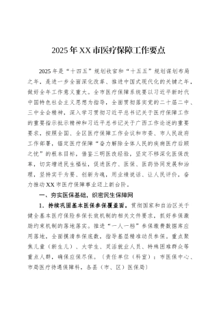 2025年XX市医疗保障工作要点.docx