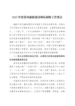 2025年度党风廉政建设和反腐败工作要点.docx