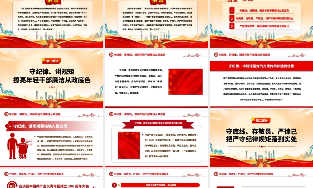 2023青年干部廉政党课PPT红色简洁扣好年轻干部廉洁从政的“第一粒扣子”党员教育党课.pptx