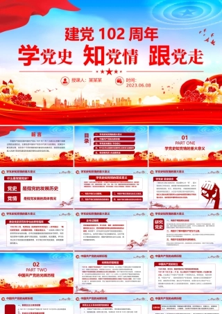 2023学党史知党情跟党走PPT建党102周年党史学习教育七一建党节专题党课课件.pptx