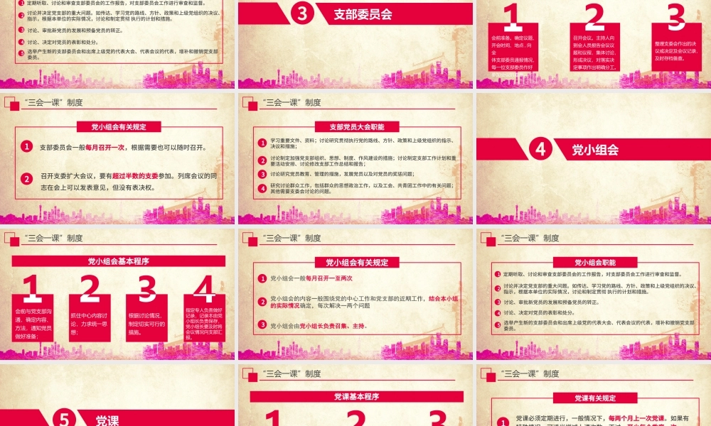 大气简约基层党支部党建工作三会一课PPT模板.pptx