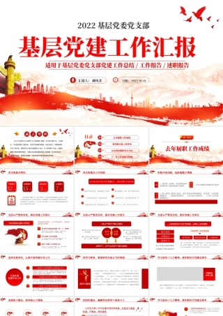 基层党建工作汇报PPT党政风党支部年度工作情况介绍问题总结及新年工作思路报告党建模板.pptx