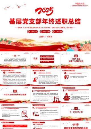 基层党支部年终述职总结PPT精美简洁党建工作总结工作计划模板下载.pptx