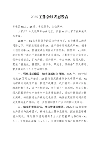 2025工作会议表态发言.docx