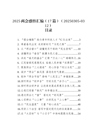 2025两会感悟汇编（17篇）（20250305-0312）.docx