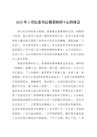 2025年2月纪委书记观看榜样9心得体会.docx