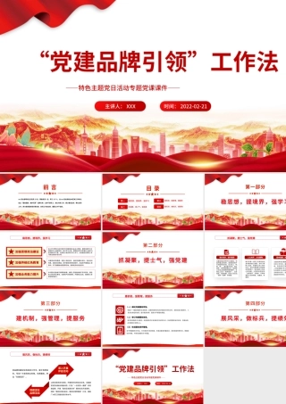 “党建品牌引领”工作法 PPT 红色 党政风特色主题 党日活动专题党课课件模板 ppt红色 党政风.pptx