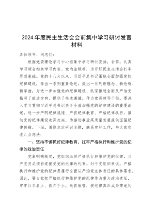 2024年度民主生活会会前集中学习研讨发言材料20250305.docx