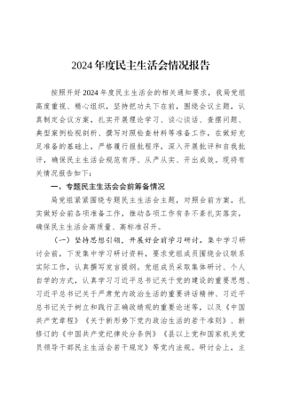 2024年度民主生活会情况报告.docx