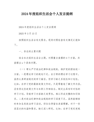 2024年度组织SH会个人发言提纲.docx