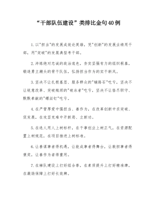 “干部队伍建设”类排比金句40例.docx