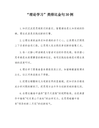 “理论学习”类排比金句30例.docx