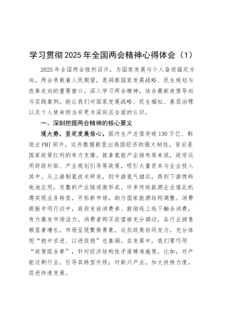 【3篇】学习贯彻2025年全国两会精神心得体会（理论中心组，心得体会）20250319.docx