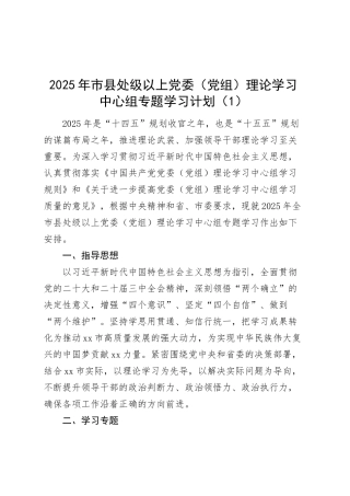 【5篇】2025年理论学习中心组学习计划（市委、市政府办公室、人大、政协等方案）20250319.docx
