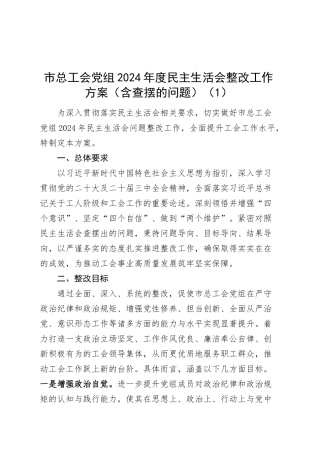 【10篇】2024年度民主生活会整改工作方案（含查摆的问题）（四个带头）20250319.docx