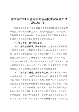 2篇党支部2024年度组织生活会民主评议党员情况总结20250319.docx