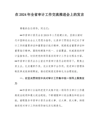 在2024年全省审计工作交流推进会上的发言.docx
