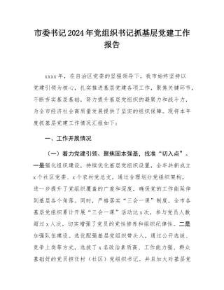 市委书记2024年党组织书记抓基层党建工作报告.docx