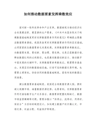 如何推动数据要素发挥乘数效应.docx