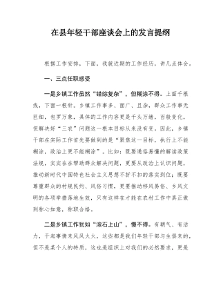在县年轻干部座谈会上的发言提纲.docx