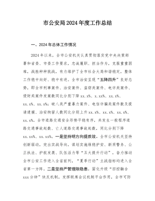 市公安局2024年度工作总结.docx
