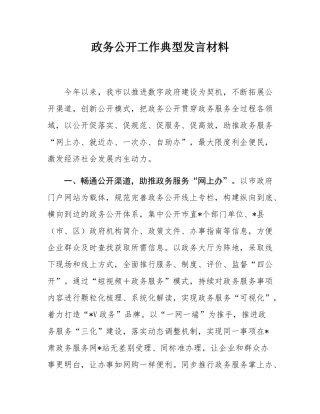 政务公开工作典型发言材料.docx