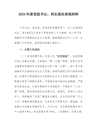 2024年度党组书记、局长现实表现材料.docx