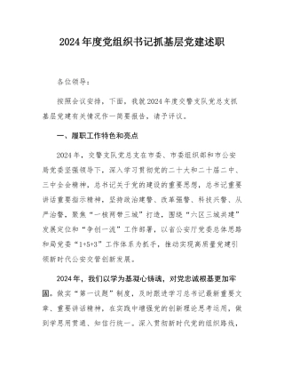 2024年度党组织书记抓基层党建述职.docx