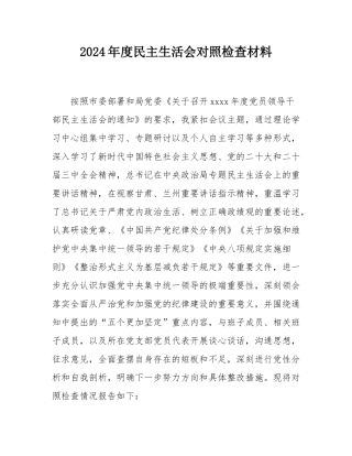 2024年度民主SH会对照检查材料.docx