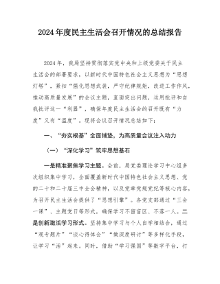 2024年度民主SH会召开情况的总结报告.docx