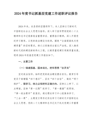 2024年度书记抓基层党建工作述职评议报告.docx