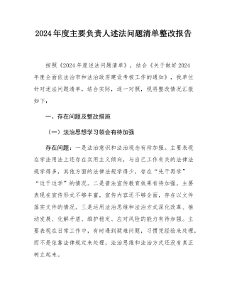 2024年度主要负责人述法问题清单整改报告.docx