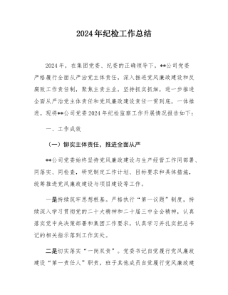 2024年纪检工作总结.docx