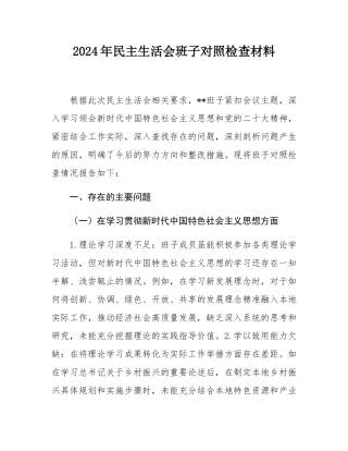 2024年民主SH会班子对照检查材料.docx