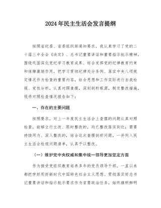 2024年民主SH会发言提纲.docx