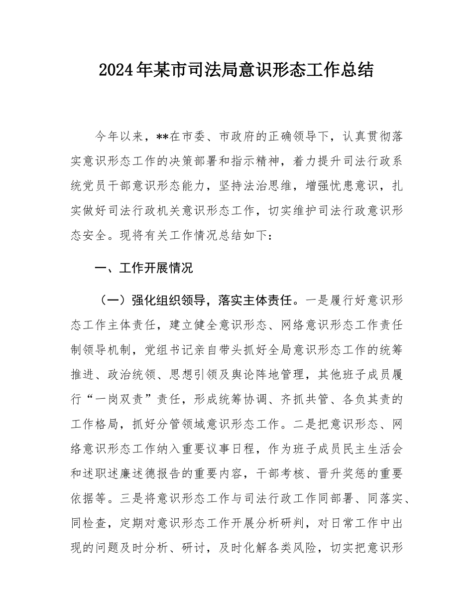 2024年某市司法局意态工作总结.docx_第1页