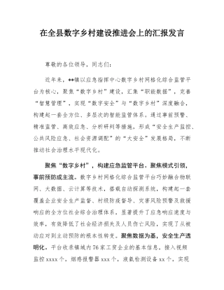 在全县数字乡村建设推进会上的汇报发言.docx