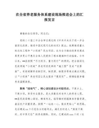 在全省养老服务体系建设现场推进会上的汇报发言.docx