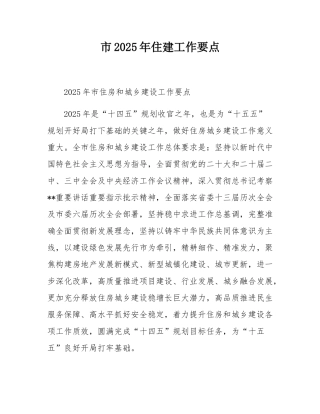 xx市2025年住建工作要点.docx